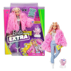 Barbie Extra Doll in Pink Coat with Pet Unicorn - Pig GRN28 - Colorland Toys
