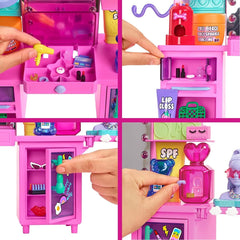Barbie Extra Doll & Vanity Playset with Exclusive Doll and Pet Puppy GYJ70 - Colorland Toys