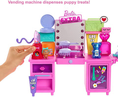 Barbie Extra Doll & Vanity Playset with Exclusive Doll and Pet Puppy GYJ70 - Colorland Toys