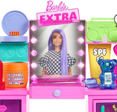 Barbie Extra Doll & Vanity Playset with Exclusive Doll and Pet Puppy GYJ70 - Colorland Toys
