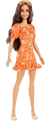 Barbie Fashionista Doll with Orange Floral Dress FBR37/HBV16 - Colorland Toys