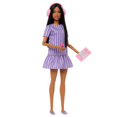 Barbie Fashionistas Doll 245 in Purple Striped Dress, Autistic Barbie - Colorland Toys