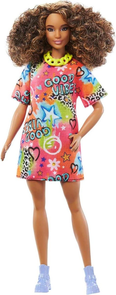 Barbie Fashionistas Doll - Brunette with Graffiti Dress HJT00 - Colorland Toys
