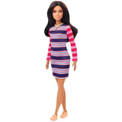 Barbie Fashionistas Doll with Long Brunette Hair & Striped Dress GYB02 - Colorland Toys