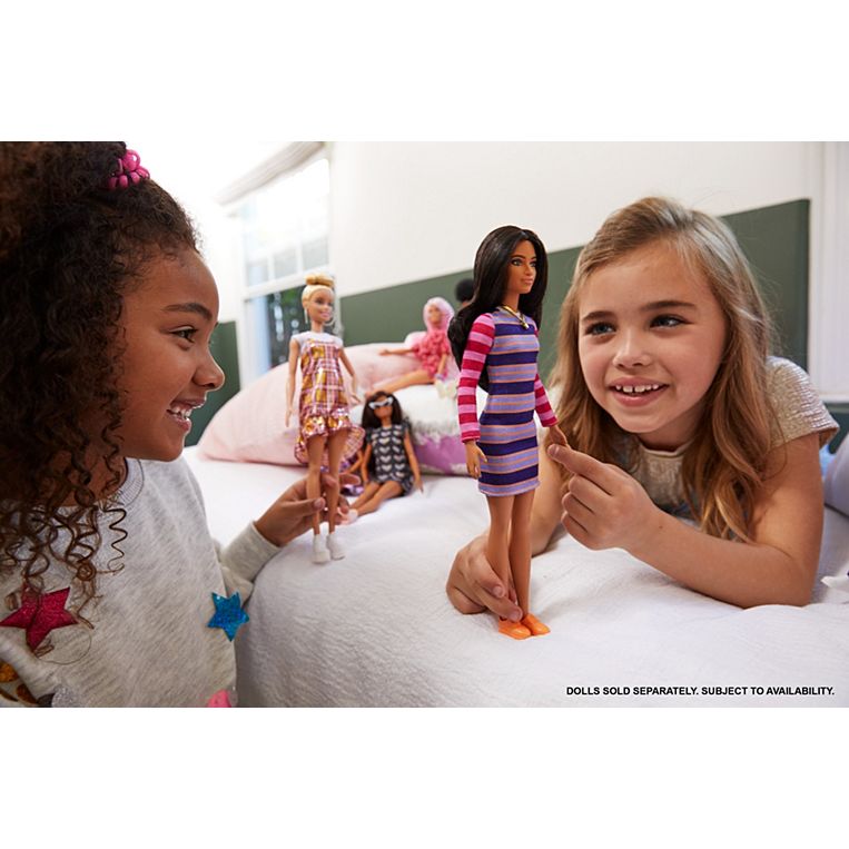 Barbie Fashionistas Doll with Long Brunette Hair & Striped Dress GYB02 - Colorland Toys