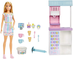 Barbie Ice Cream Shop Playset with Blonde Doll 12inch HCN46 - Colorland Toys