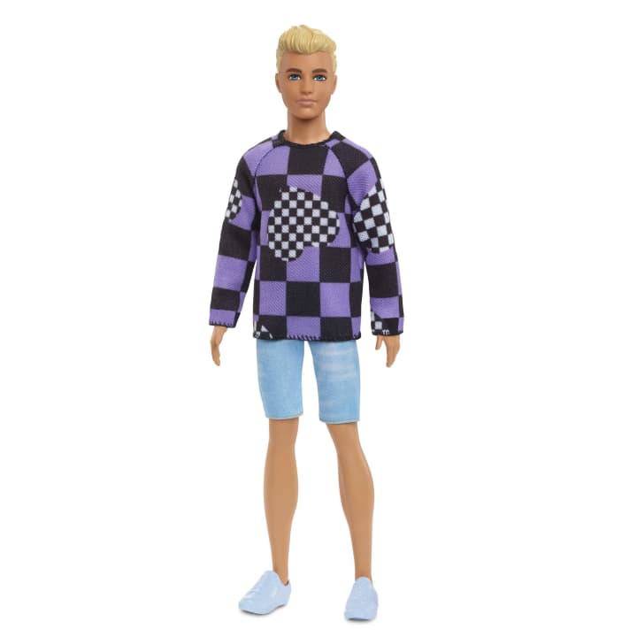 Barbie Ken Fashionista Doll Checkered Purple and Black HBV25 - Colorland Toys