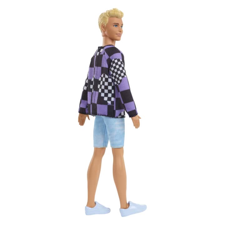 Barbie Ken Fashionista Doll Checkered Purple and Black HBV25 - Colorland Toys