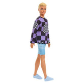Barbie Ken Fashionista Doll Checkered Purple and Black HBV25 - Colorland Toys