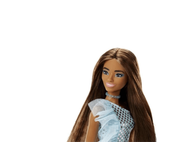 Barbie Mini Glitz Doll Dresses Brunette with Teal Metallic Dress HJR95/T7580 - Colorland Toys