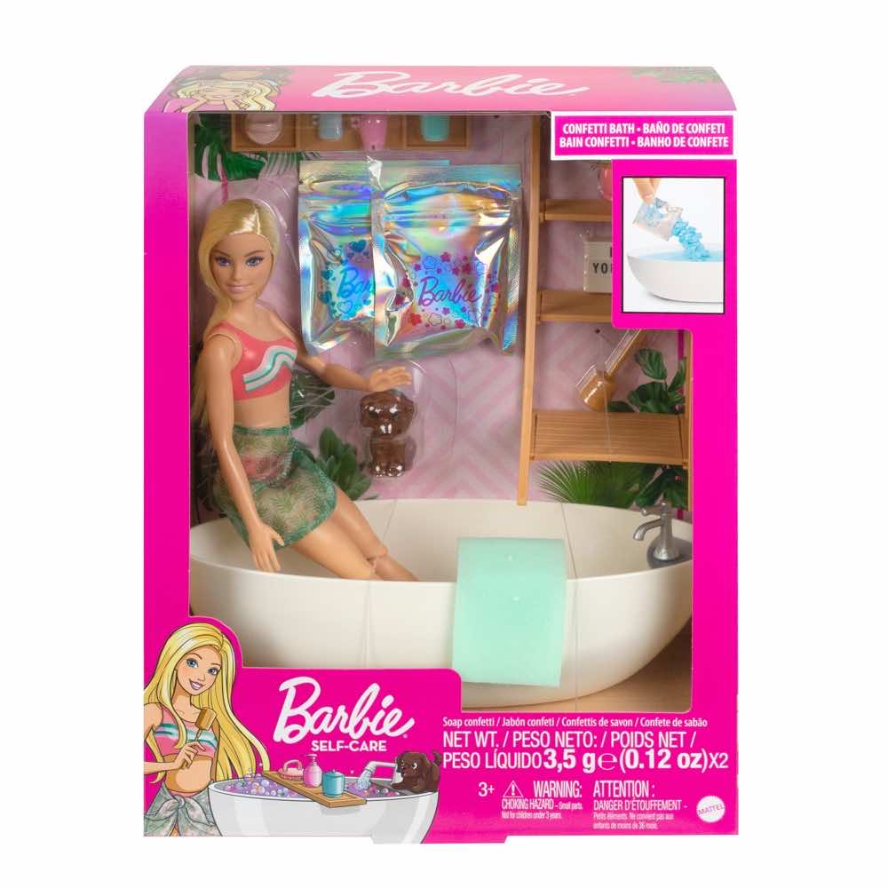 Barbie Self Care Soap Confetti Bath Playset Blonde HKT92 - Colorland Toys