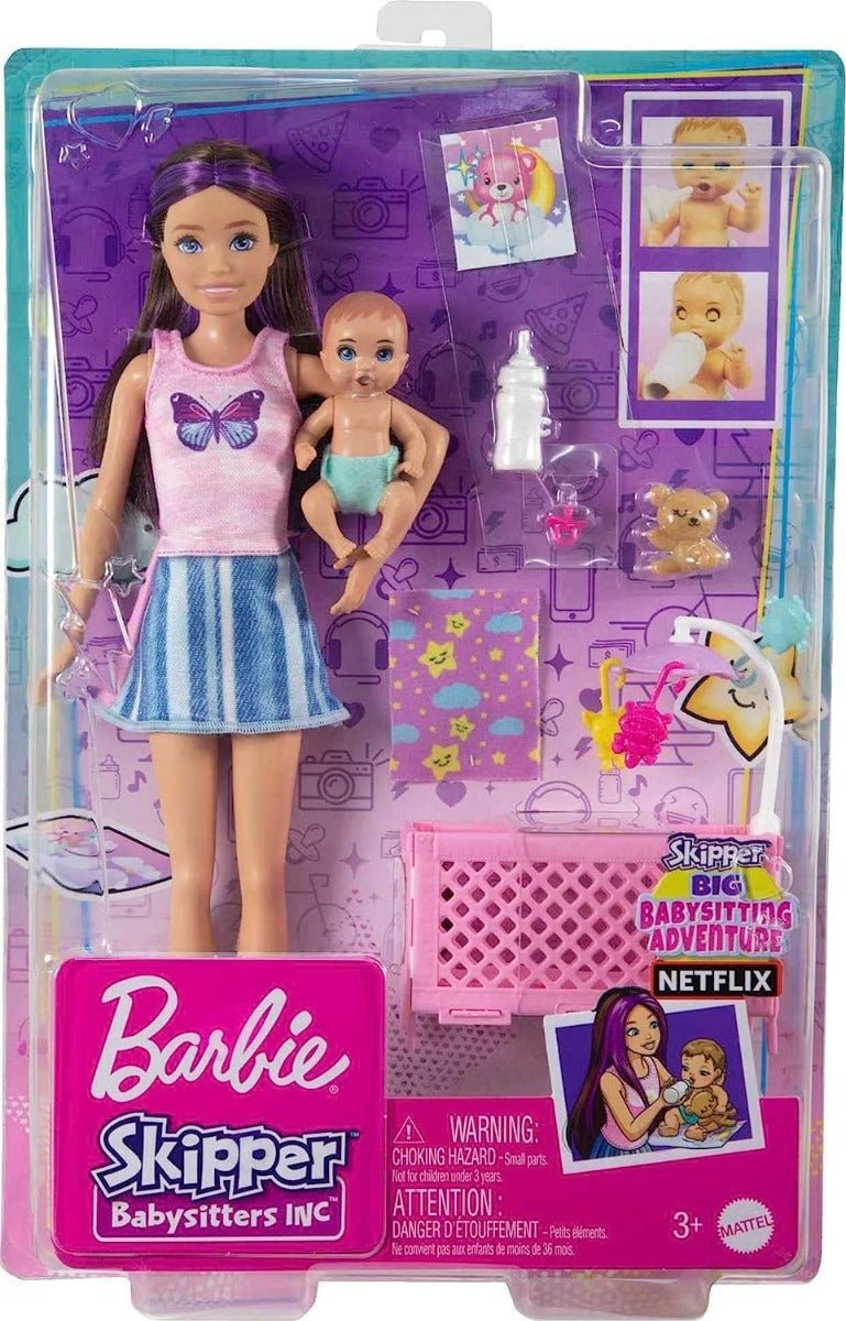 Barbie Skipper Babysitters Doll and Playset - Sleepy Baby Skipper HJY33 - Colorland Toys