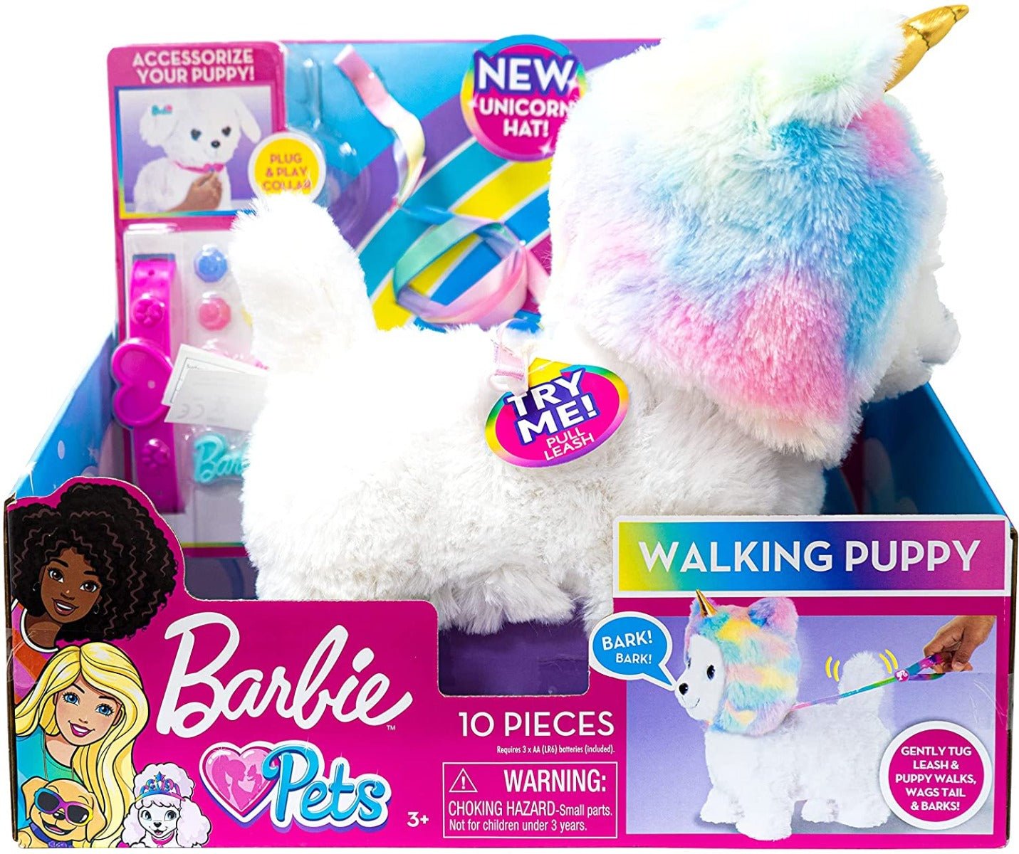 Barbie Walk & Wag Puppy Unicorn Fashion Doll JP63260 - Colorland Toys