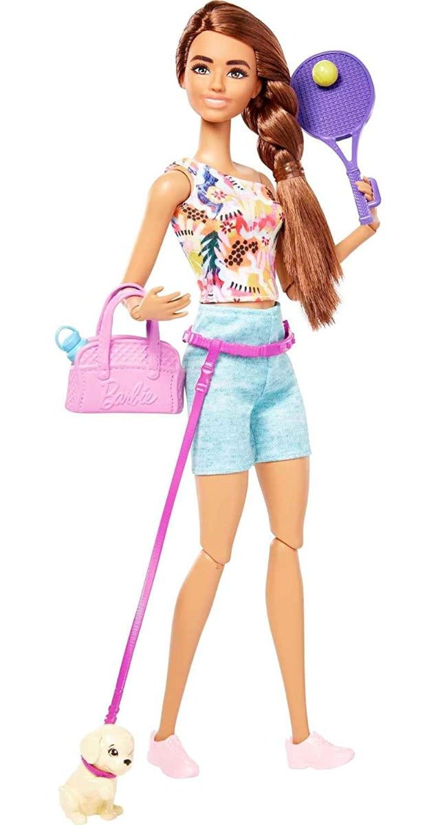 Barbie Wellness Workout Outfit Roller Skates and Tennis with Puppy HKT91 - Colorland Toys