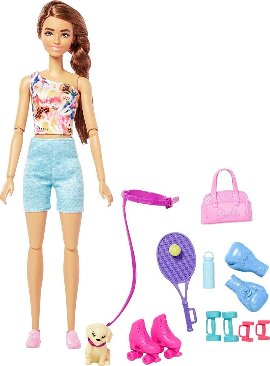 Barbie Wellness Workout Outfit Roller Skates and Tennis with Puppy HKT91 - Colorland Toys