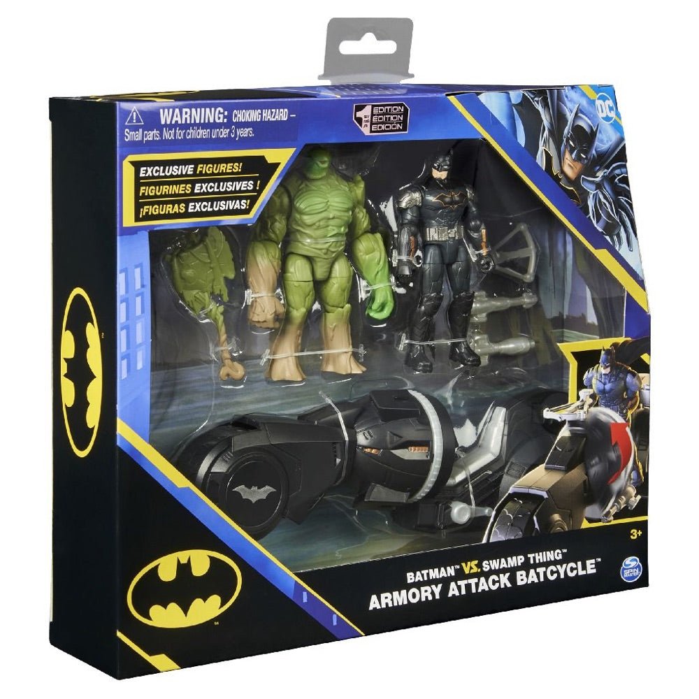 Batman DC Batman vs Swamp Thing Figure Battle Pack with Armory Attack Batcycle 6064766 - Colorland Toys