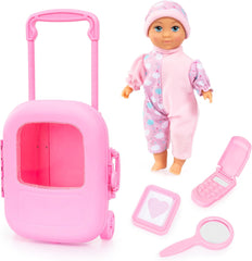 Bayer Design Doll Travel Playset with Trolley and Accessories – 28cm Doll (Model: 92805AC) - Colorland Toys