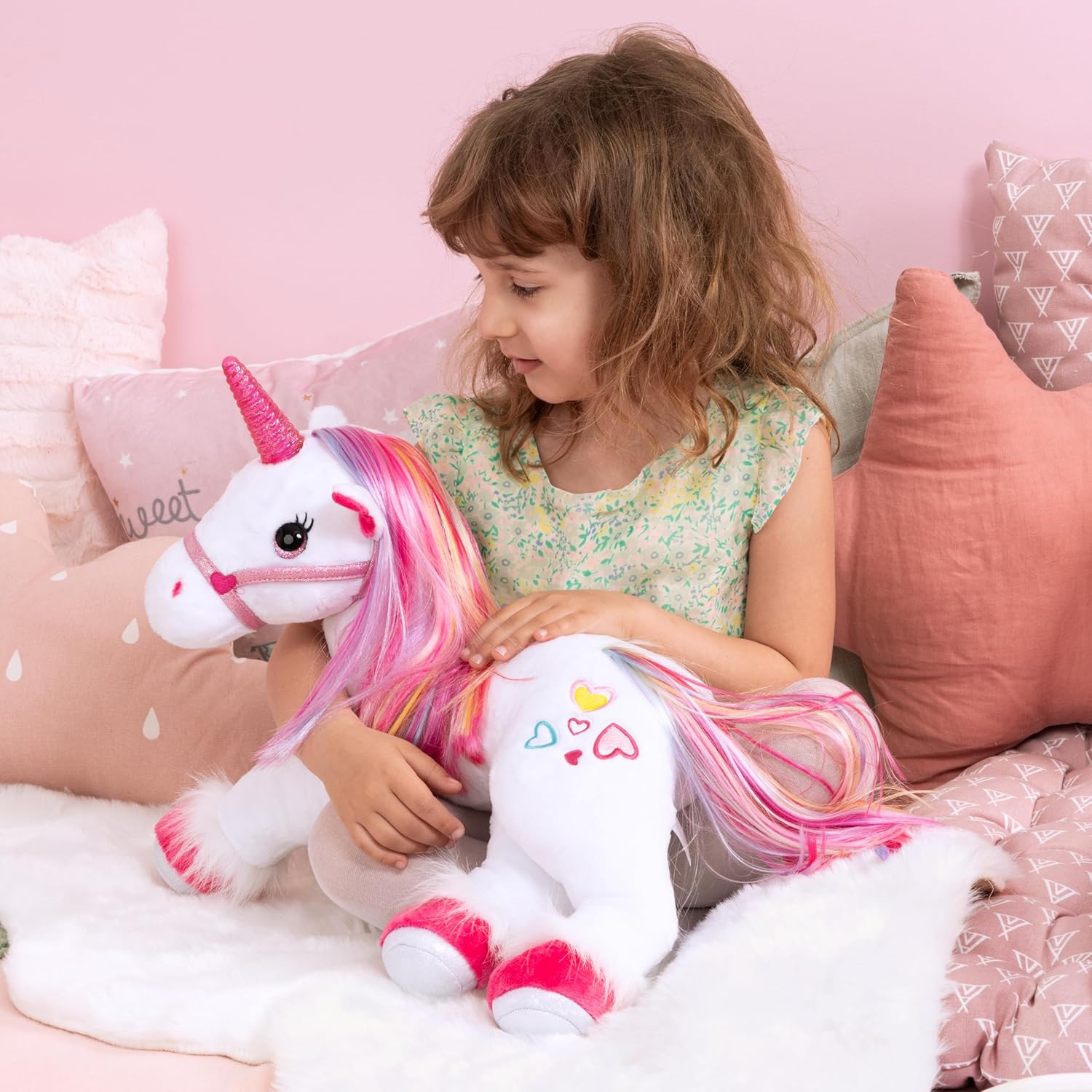 Bayer Design Magical Plush Unicorn – Interactive Light & Sound Toy (Model 69536AA) - Colorland Toys