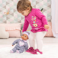 Bayer Tears Baby Interactive Doll 38cm with Sound, Real Tears, and Accessories – Grey & Pink Hearts - Colorland Toys