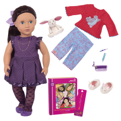 Our Generation 18-InchPosable Sleepover Doll with Storybook & Plush Bunny Willow - Colorland Toys