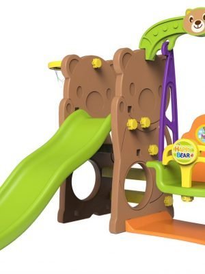 Bear - Themed Slide with Swing and Basketball Hoop – CHD161 - Colorland Toys