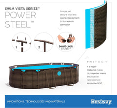 Bestway Oval Above Ground Pool With Swim Vista Porthole 5.49mx2.74mx1.22m 56716 - Colorland Toys