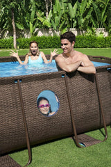 Bestway Oval Above Ground Pool With Swim Vista Porthole 5.49mx2.74mx1.22m 56716 - Colorland Toys