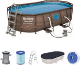 Bestway Oval Above Ground Pool With Swim Vista Porthole 5.49mx2.74mx1.22m 56716 - Colorland Toys