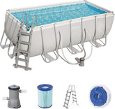 Bestway Power Steel Rectangular Swimming Pool 4.12m x 2.01m x 1.22m - Colorland Toys