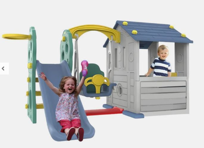 Big Play Zone Playhouse with Swing & Slide Blue CHD - 532 - Colorland Toys