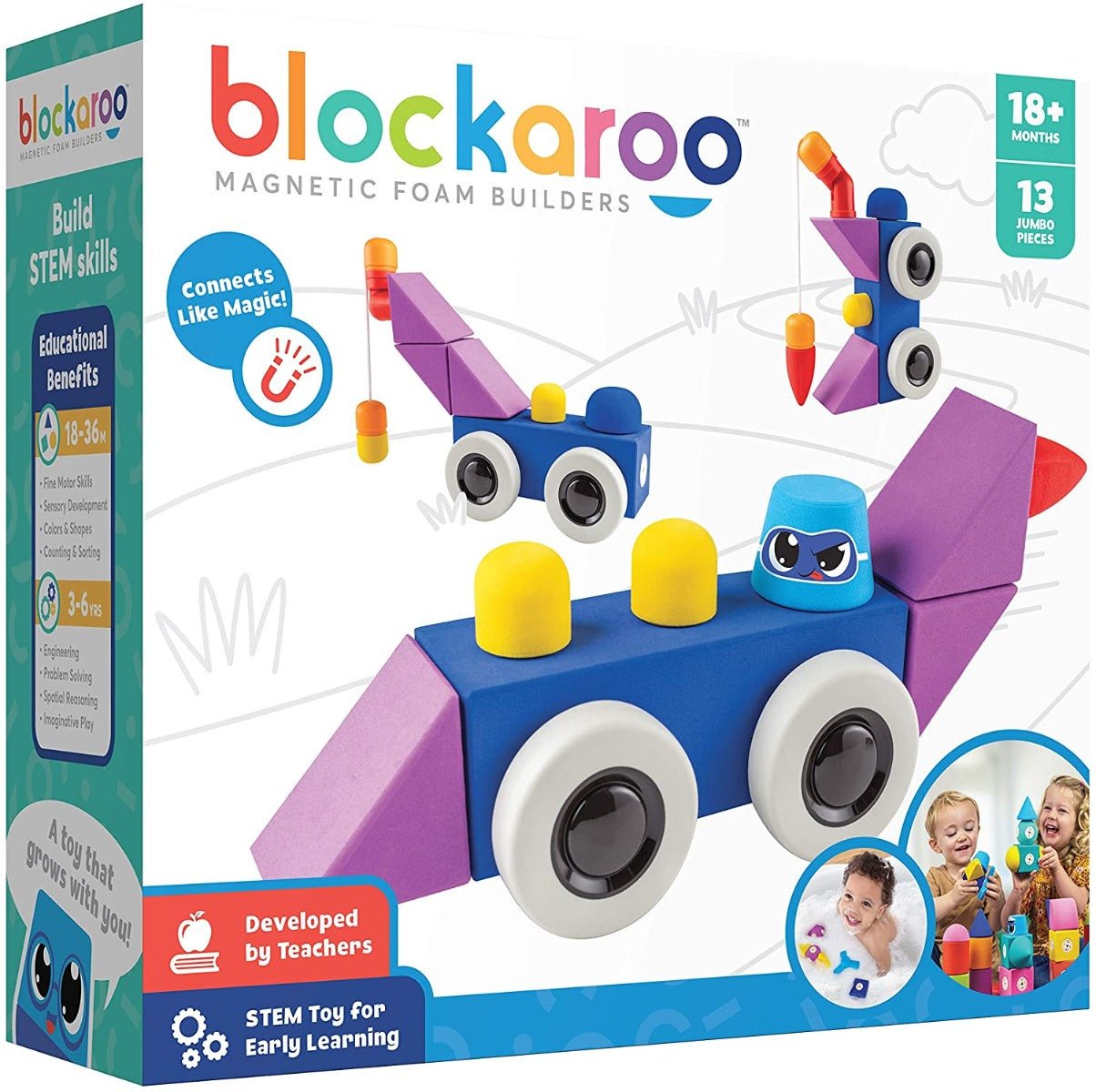 Blockaroo Magnetic Foam Building Blocks Medium Roadster - Colorland Toys