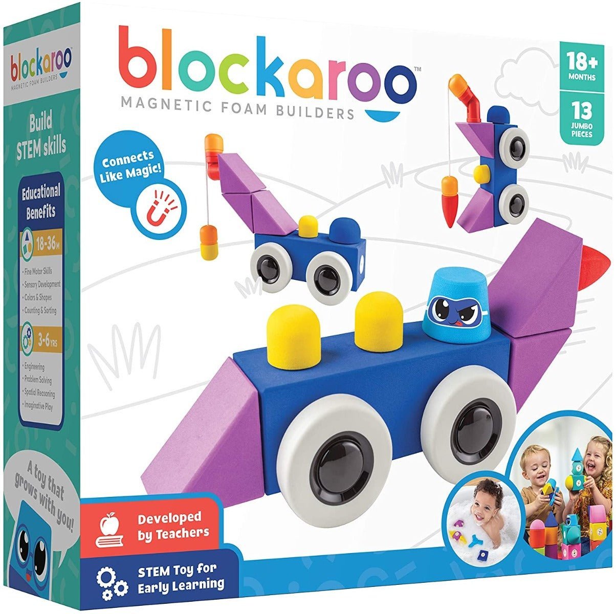 Blockaroo Magnetic Foam Building Blocks Medium Roadster - Colorland Toys