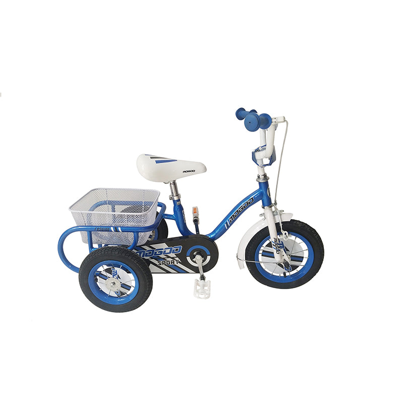 Bronco Three Wheel Bicycle with Basket 10-inch Blue 1210 - Colorland Toys