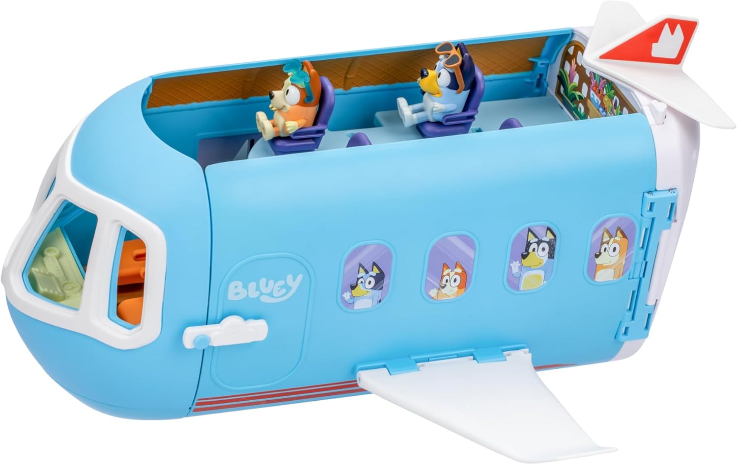 Bluey 3 - in - 1 Transforming Plane Playset – Plane, Resort & Boat | Lights, Sounds & Exclusive Bluey & Bingo Figures - Colorland Toys