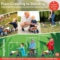 BoldCube Baby Balance Bike Benny Tiger (Orange) - Colorland Toys