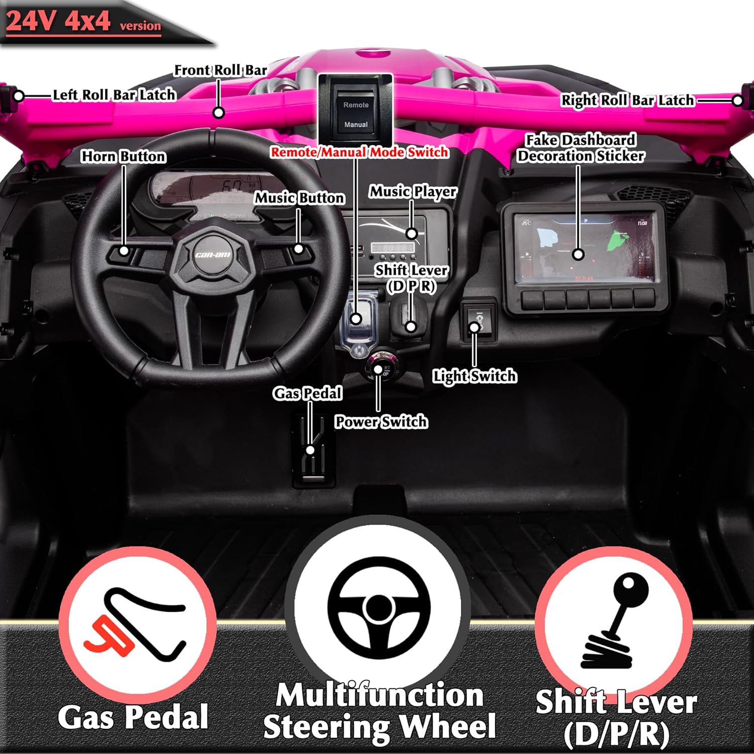 Can - Am Maverick Turbo RR Truck 24V 7AH/4M Pink DKCA001/LB - 1000EL - Colorland Toys
