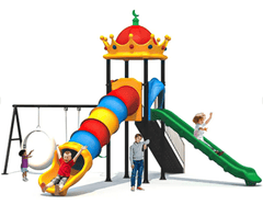 Castle & Crowns Tube Slide & Moon Swings Playset - Colorland Toys