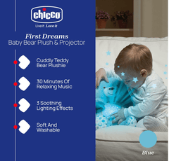 Chicco Baby Bear Night Light (Blue) With Lights & Music CH080152 - Colorland Toys