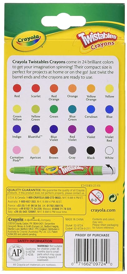 Crayola Colors Of The World 24ct Mini Twistable Crayons CY52 - 9724 - Colorland Toys