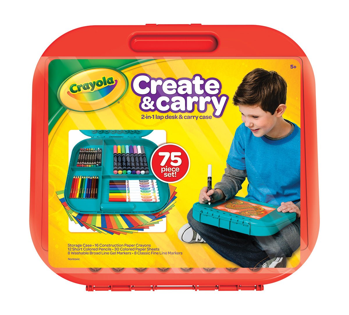 Crayola Create & Carry 2 - in - 1 Lap Desk & Carry Case 75pcs Set - Colorland Toys