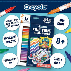 Crayola Doodle & Draw Fine Point Doodle Markers 12ct CY58 - 8312 - Colorland Toys