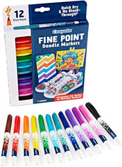Crayola Doodle & Draw Fine Point Doodle Markers 12ct CY58 - 8312 - Colorland Toys