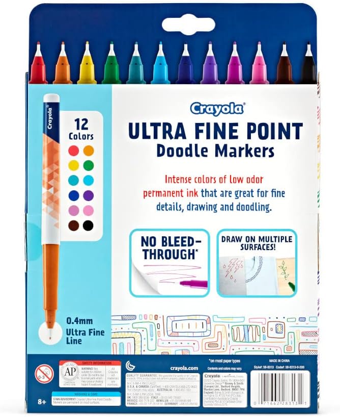 Crayola Doodle & Draw Ultra Fine Point Doodle Marker 12ct CY58 - 8313 - Colorland Toys