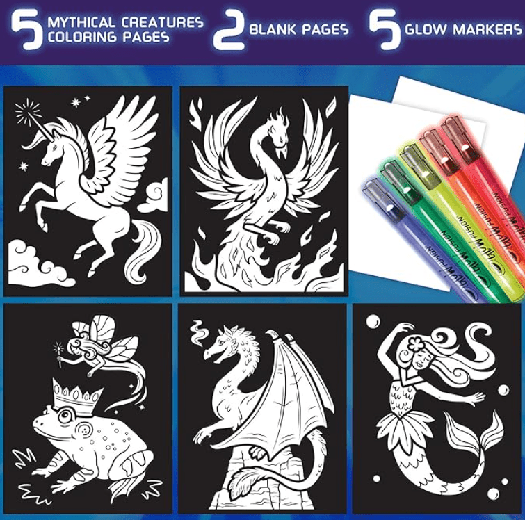 Crayola Glow Fusion Glow in The Dark Coloring Set with Markers Mythical Creature Coloring Pages CY74 - 7491 - Colorland Toys