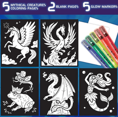 Crayola Glow Fusion Glow in The Dark Coloring Set with Markers Mythical Creature Coloring Pages CY74 - 7491 - Colorland Toys
