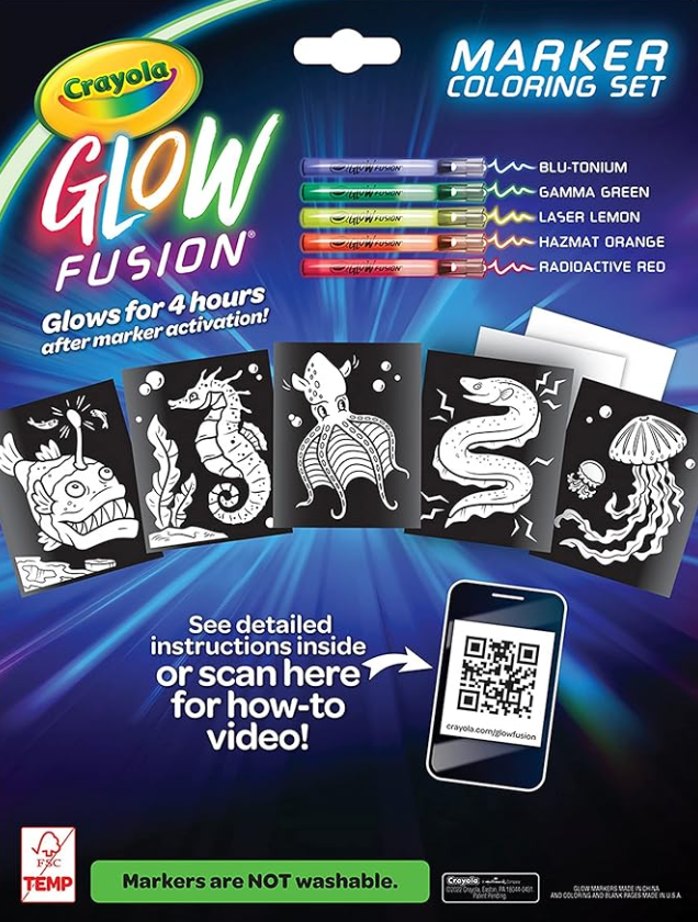 Crayola Glow Fusion Marker Coloring Set - Deep Sea Creatures CY74 - 7493 - Colorland Toys