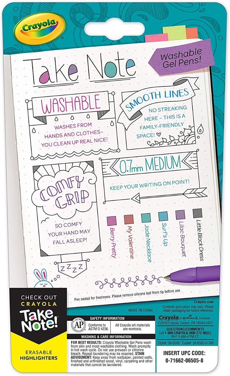 Crayola Medium Point Washable Gel Pens Set 58 - 6505 - Colorland Toys