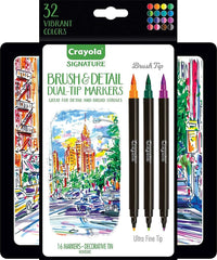 Crayola Signature Brush & Detail Dual - tip Markers 32colors 16ct CY58 - 6501 - Colorland Toys