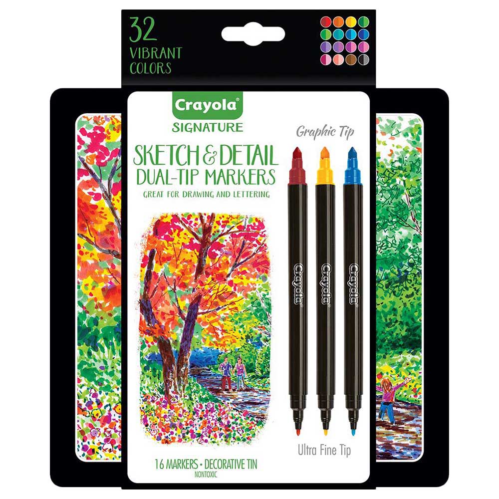 Crayola Signature Sketch & Detail Dual - tip Markers 16ct CY58 - 6511 - Colorland Toys