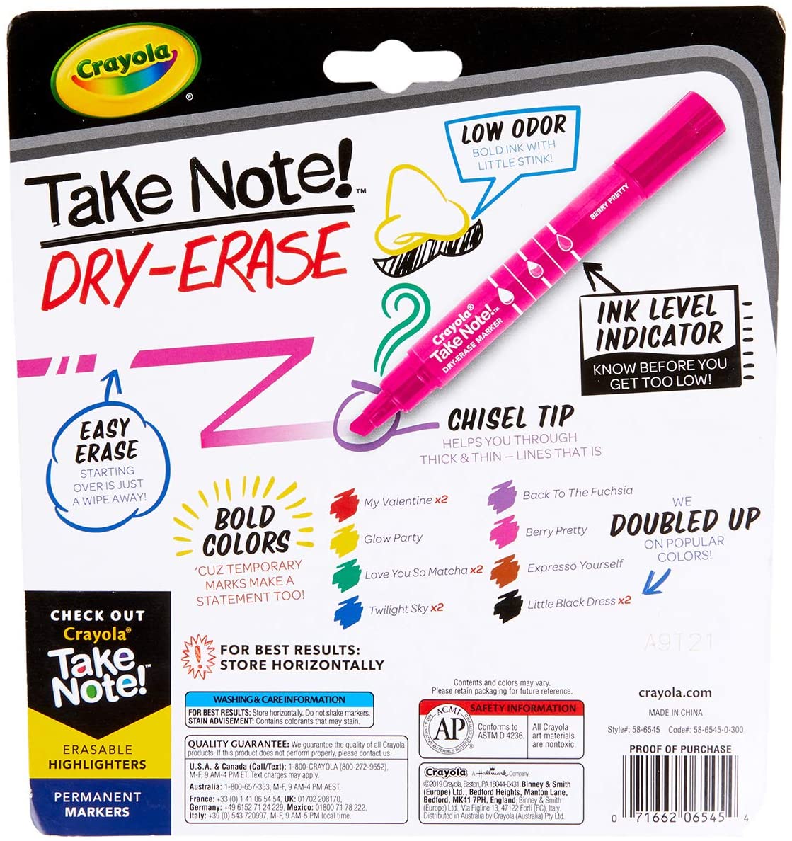 Crayola Take Note Chise Tip Whiteboard Markers 12 Pack CY58 - 6545 - Colorland Toys